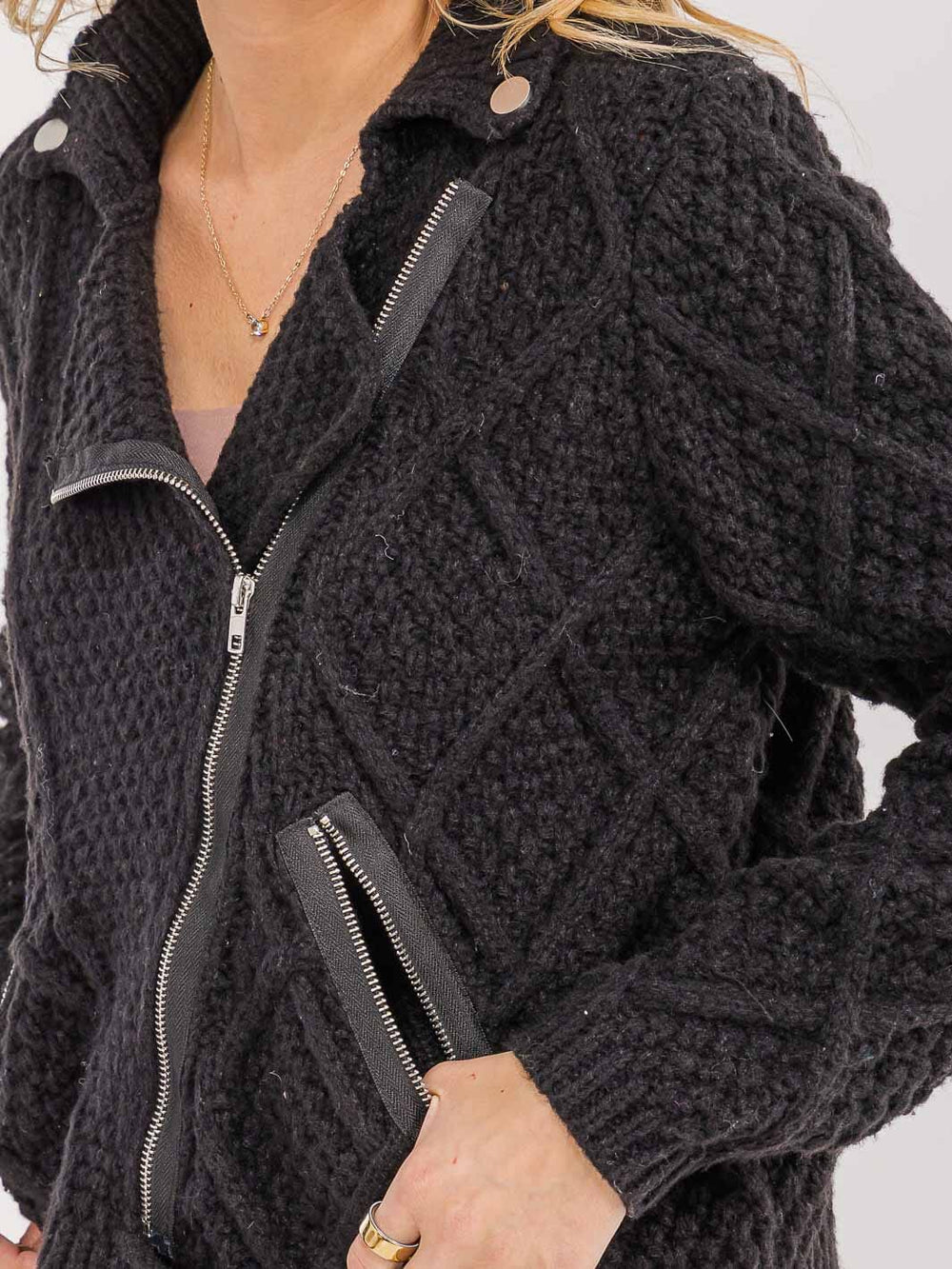 WOMEN'S LONG SLEEVE ZIP UP FRONT FRONT POCKETS JACKET