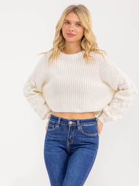 WOMEN'S LONG SLEEVE DETAILED KNIT PULLOVER SWEATER