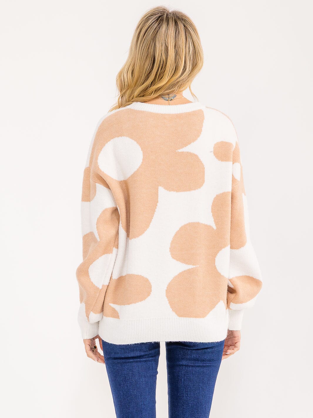 WOMEN'S LONG SLEEVE PRINT PULLOVER SWEATER