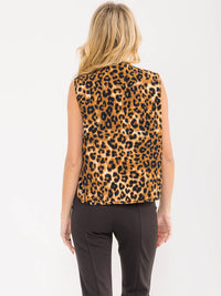 WOMEN'S SLEEVELESS FRONT TIE ANIMAL PRINT VEST