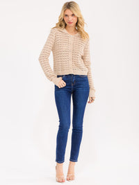 WOMEN'S LONG SLEEVE BUTTON UP KNIT SWEATER