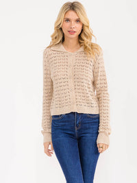 WOMEN'S LONG SLEEVE BUTTON UP KNIT SWEATER