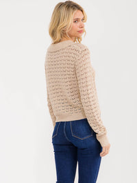 WOMEN'S LONG SLEEVE BUTTON UP KNIT SWEATER