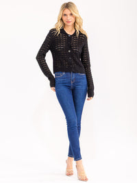 WOMEN'S LONG SLEEVE BUTTON UP KNIT SWEATER