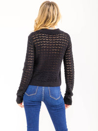 WOMEN'S LONG SLEEVE BUTTON UP KNIT SWEATER