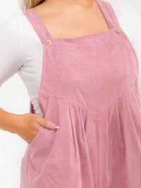 PLUS SIZE SLEEVELESS SQUARE NECK POCKETS WIDE LEG CORDUROY JUMPSUIT
