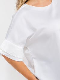 PLUS SIZE SHORT RUFFLE SLEEVE SOLID BLOUSE