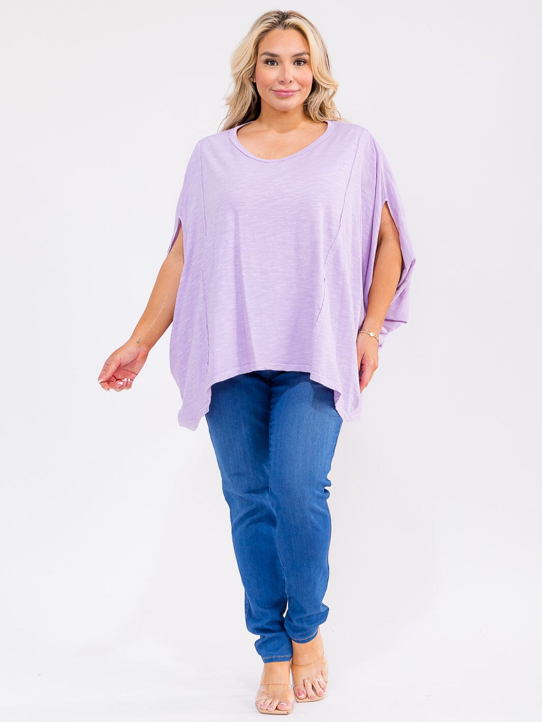 PLUS SIZE SHORT SLEEVE LOOSE FIT TUNIC TOP
