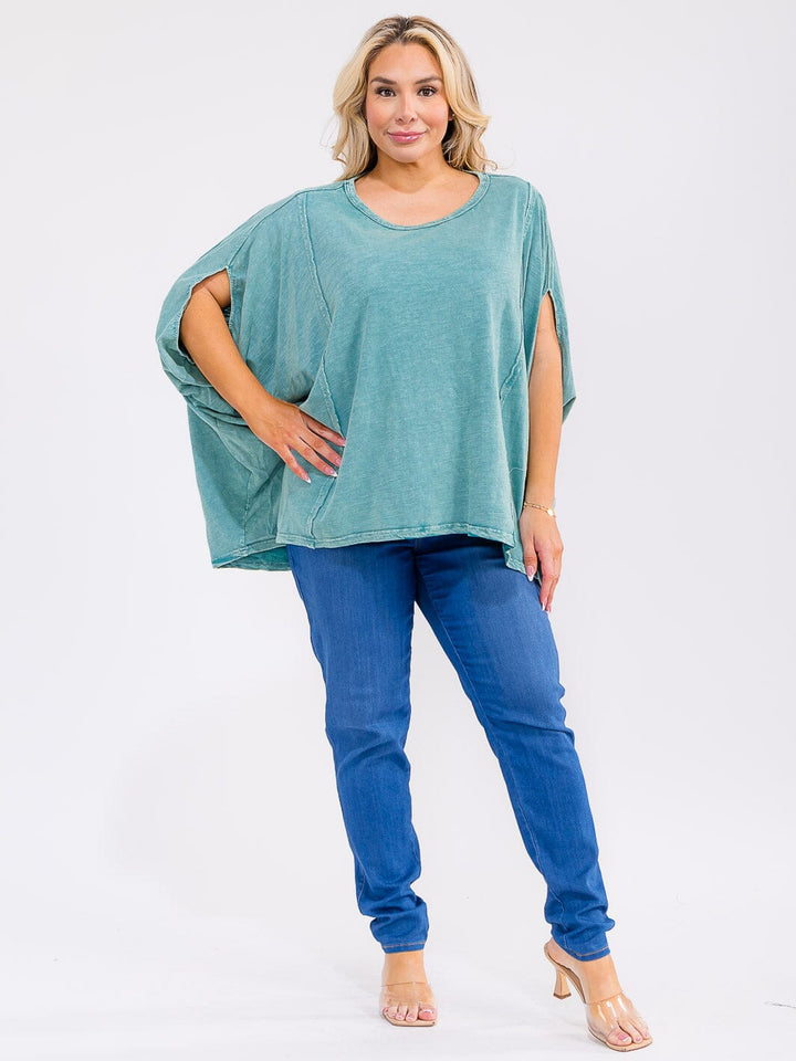 PLUS SIZE SHORT SLEEVE LOOSE FIT TUNIC TOP