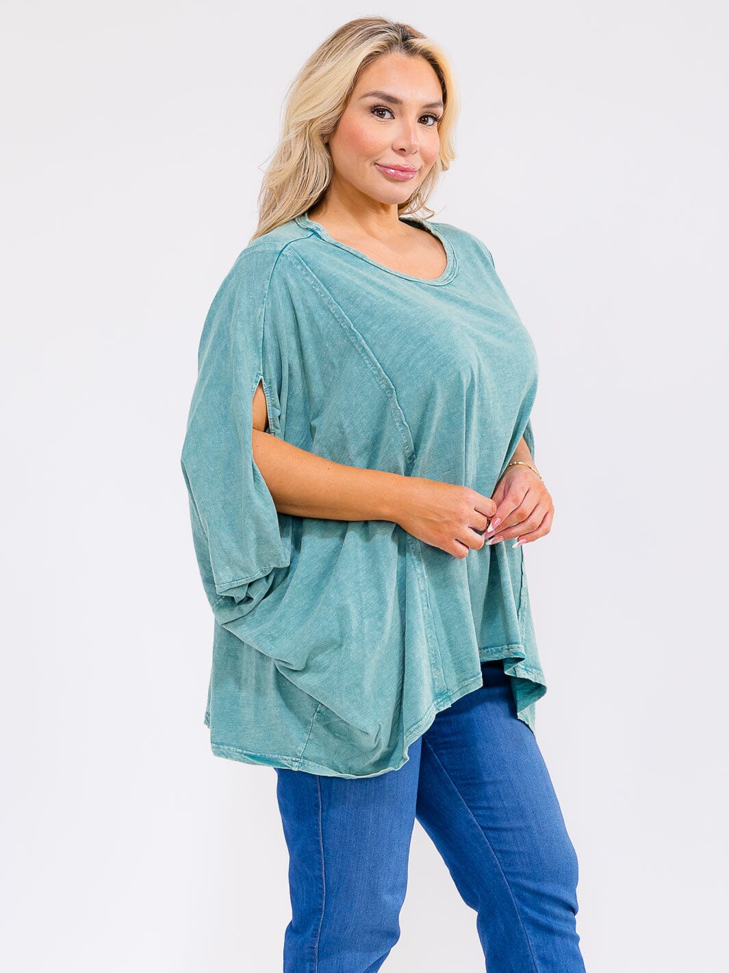 PLUS SIZE SHORT SLEEVE LOOSE FIT TUNIC TOP