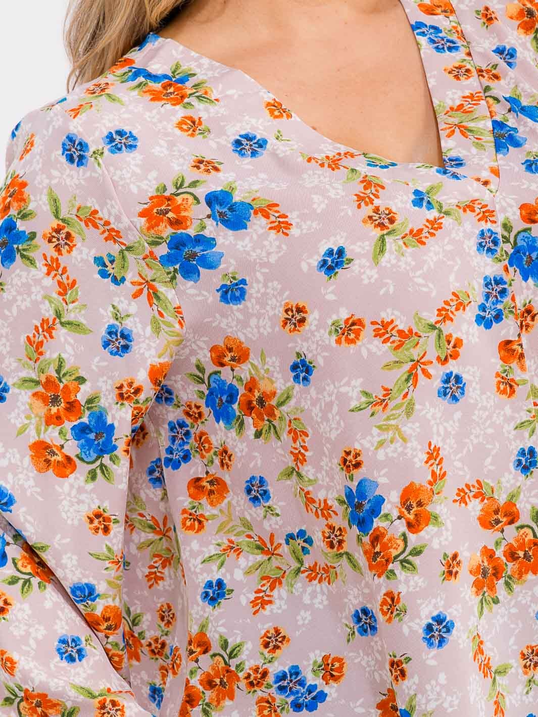 PLUS SIZE LONG SLEEVE V-NECK FLORAL BLOUSE