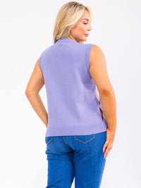 PLUS SIZE SLEEVELESS V-NECK MULTI PRINT TOP