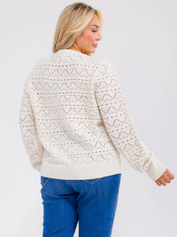 PLUS SIZE LONG SLEEVE BUTTON CLOSURE KNIT SWEATER