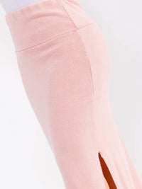 PLUS SIZE ELASTIC WAIST SIDE SLIT DETAILED MAXI SKIRT