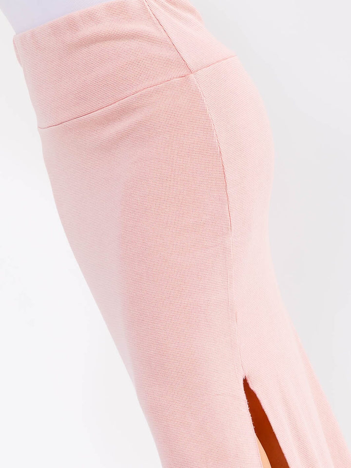 PLUS SIZE ELASTIC WAIST SIDE SLIT DETAILED MAXI SKIRT