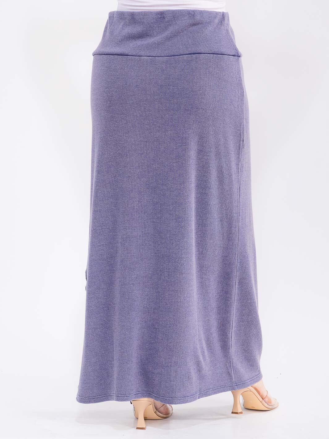 PLUS SIZE ELASTIC WAIST SIDE SLIT DETAILED MAXI SKIRT