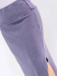 PLUS SIZE ELASTIC WAIST SIDE SLIT DETAILED MAXI SKIRT