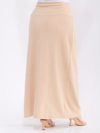 PLUS SIZE ELASTIC WAIST SIDE SLIT DETAILED MAXI SKIRT