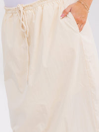 PLUS SIZE ELASTIC WAIST FRONT POCKETS MAXI SKIRT