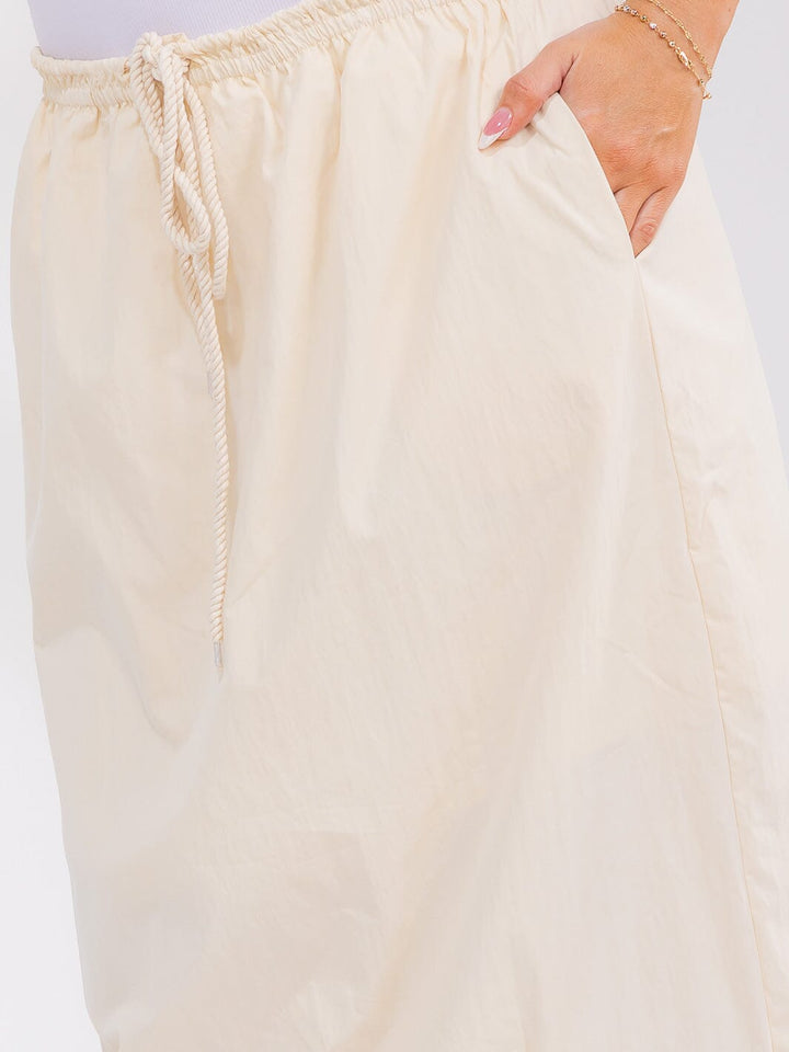 PLUS SIZE ELASTIC WAIST FRONT POCKETS MAXI SKIRT