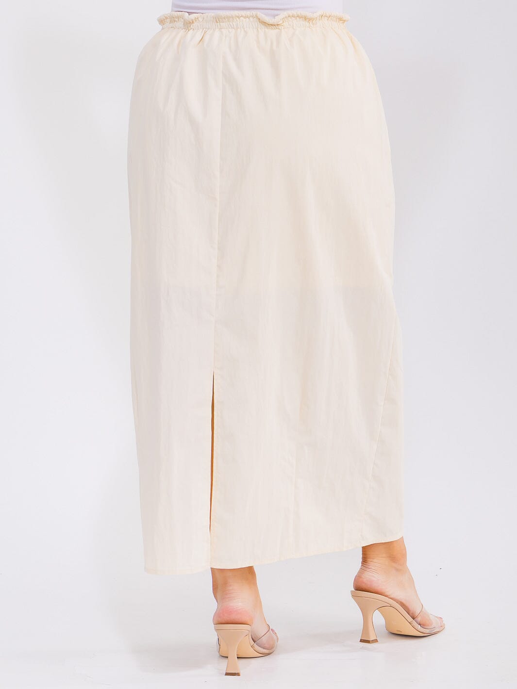 PLUS SIZE ELASTIC WAIST FRONT POCKETS MAXI SKIRT