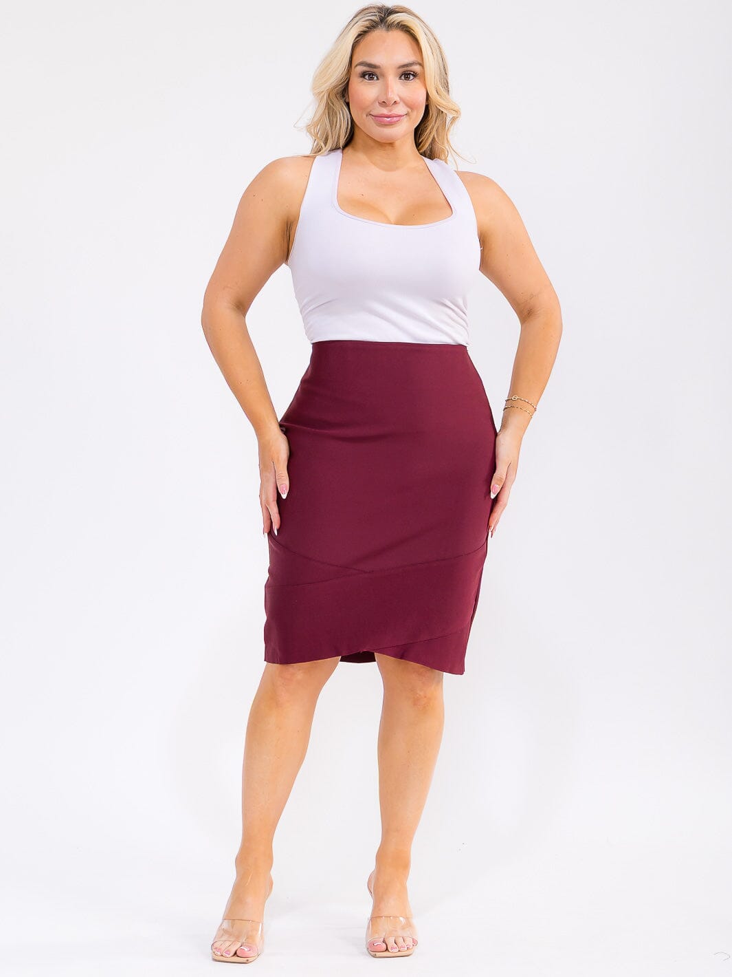 PLUS SIZE ELASTIC WAIST STRETCH BANDAGE SKIRT
