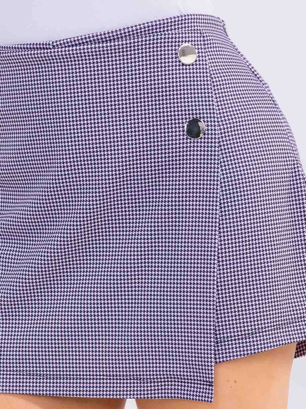 PLUS SIZE ZIPPER CLOSURE PLAID MINI SKORT
