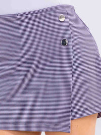 PLUS SIZE ZIPPER CLOSURE PLAID MINI SKORT
