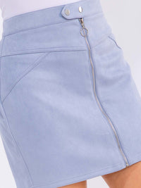 PLUS SIZE ZIPPER CLOSURE VELVET MINI SKIRT
