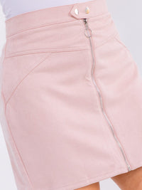 PLUS SIZE ZIPPER CLOSURE VELVET MINI SKIRT