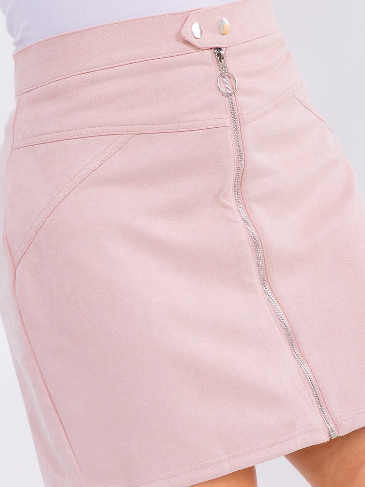 PLUS SIZE ZIPPER CLOSURE VELVET MINI SKIRT