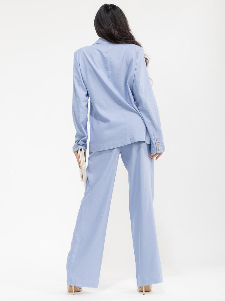 WOMEN'S LON SLEEVE BLAZER & BUTTON CLOSURE PANTS SOLID 2PC. SET