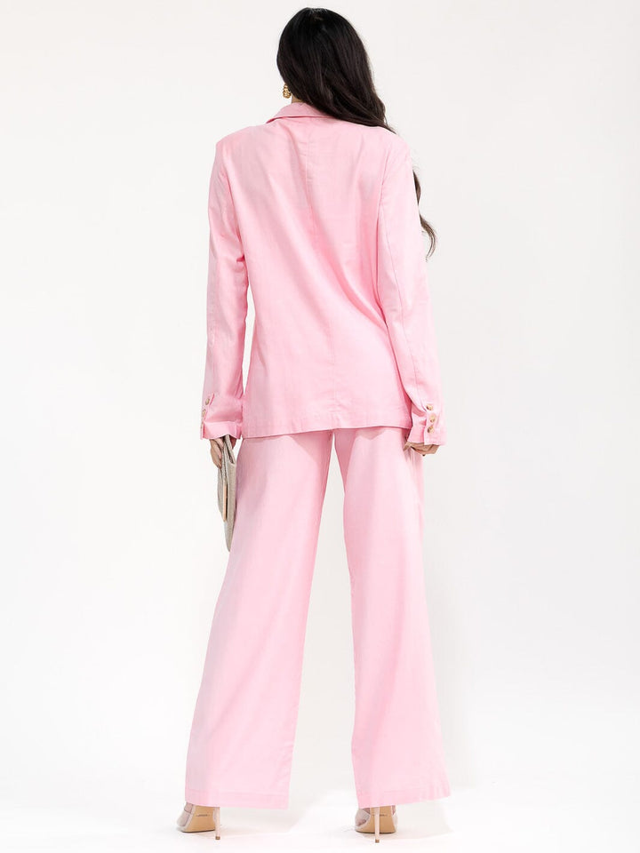 WOMEN'S LON SLEEVE BLAZER & BUTTON CLOSURE PANTS SOLID 2PC. SET