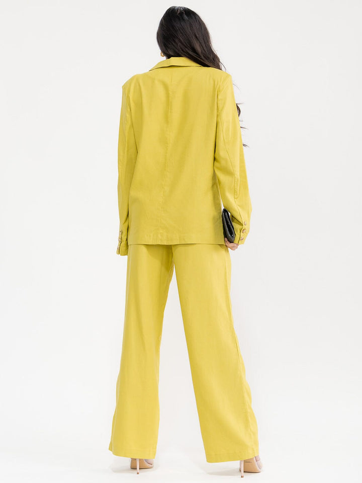 WOMEN'S LON SLEEVE BLAZER & BUTTON CLOSURE PANTS SOLID 2PC. SET