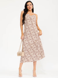 WOMEN'S SLEEVELESS COWL NECK ANIMAL PRINT MAXI DRESS