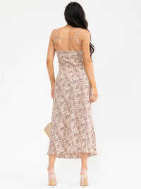 WOMEN'S SLEEVELESS COWL NECK ANIMAL PRINT MAXI DRESS