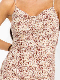 WOMEN'S SLEEVELESS COWL NECK ANIMAL PRINT MAXI DRESS