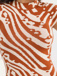 WOMEN'S SLEEVELESS MOCK NECK SIDE SLIT PRINT BODYCON MAXI DRESS