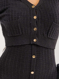 WOMEN'S LONG SLEEVE CARDIGAN & SLEEVELESS MINI DTESS RIBBED 2PC. SET