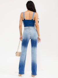 WOMEN'S SLEEVELESS TOP & BUTTON CLOSURE PANTS DENIM TWO TONE 2PC. SET