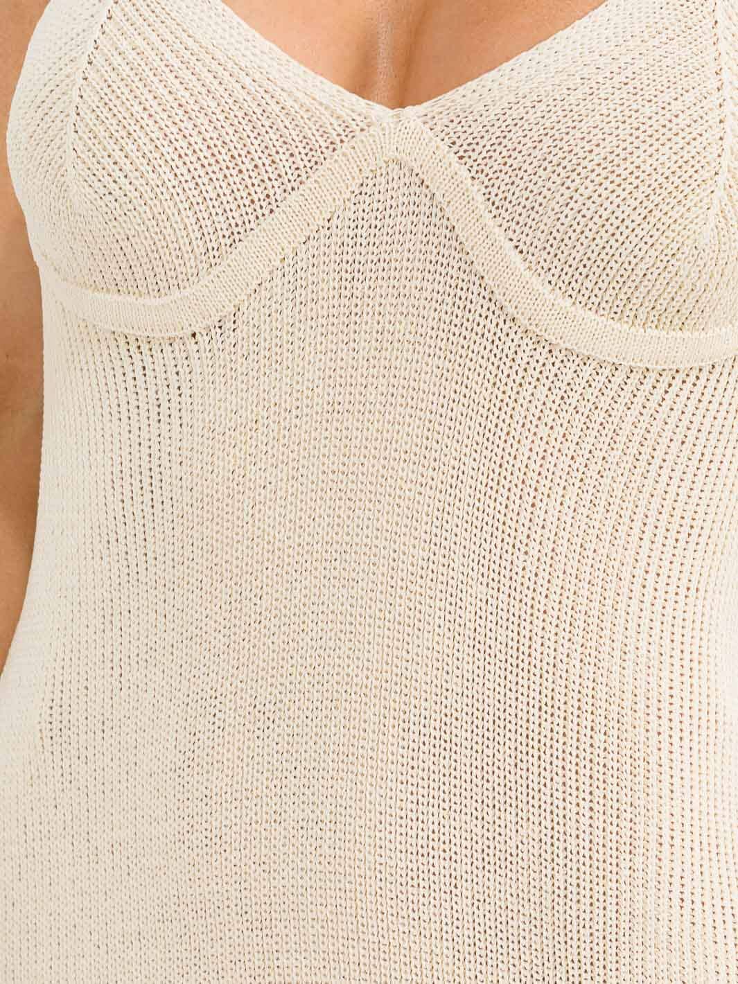 WOMEN'S SLEEVELESS V-NECK FRINGE BOTTOM HEM BODYCON MIDI DRESS