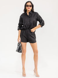 WOMEN'S LONG SLEEVE BLOUSE & ELASTIC WAIST PANTS SHORTS LINEN 2PC. SET