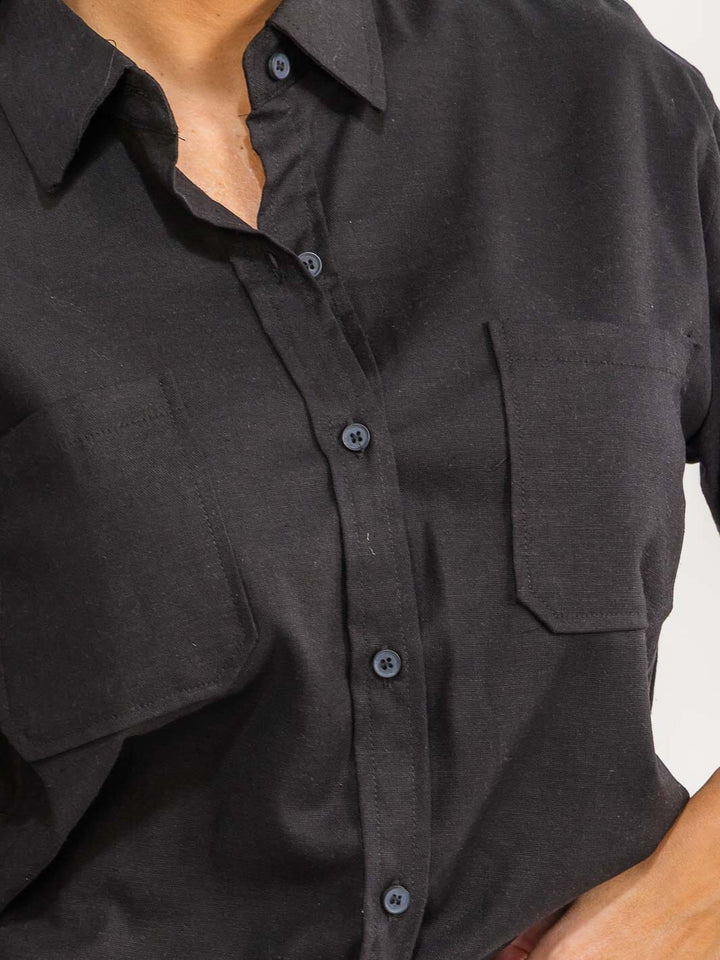 WOMEN'S LONG SLEEVE BLOUSE & ELASTIC WAIST PANTS SHORTS LINEN 2PC. SET