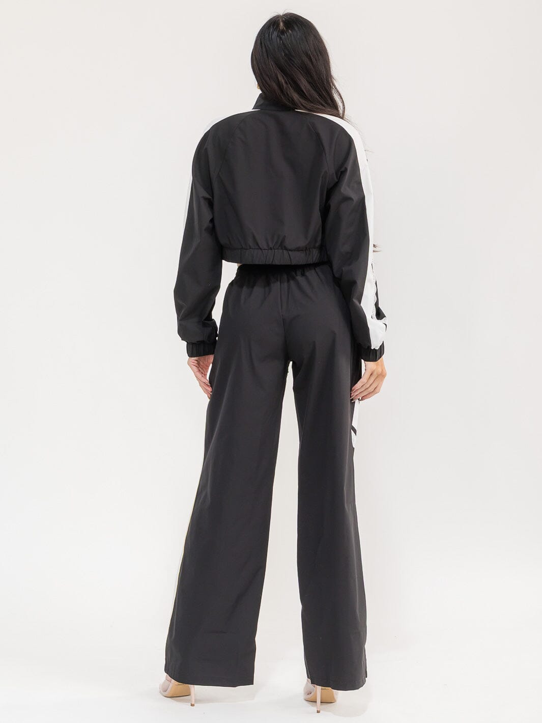 WOMEN'S LONG SLEEVE JACKET & ELASTIC WAIST PANTS COLORBLOCK 2PC. SET