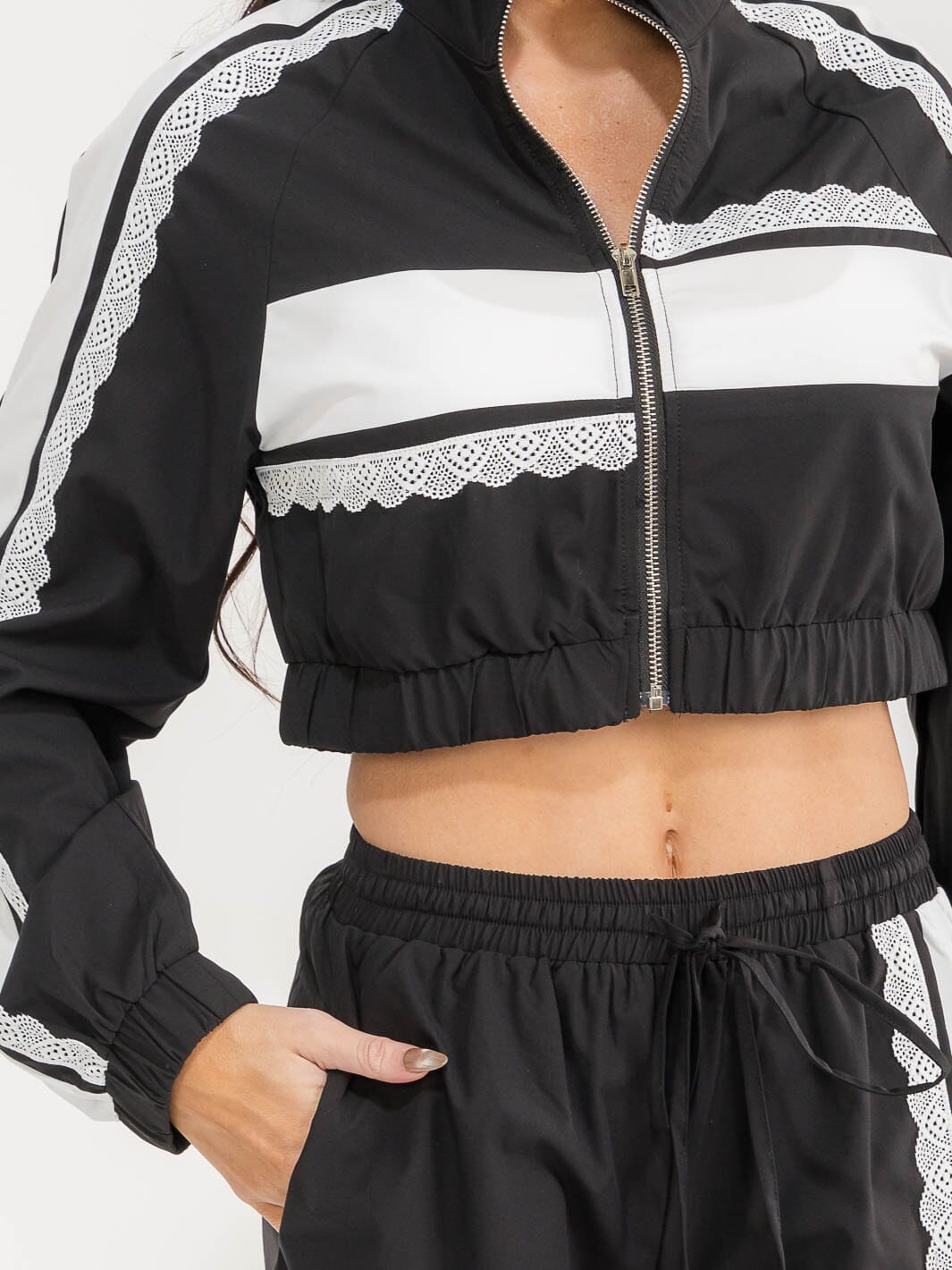 WOMEN'S LONG SLEEVE JACKET & ELASTIC WAIST PANTS COLORBLOCK 2PC. SET