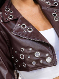 WOMEN'S LONG SLEEVE ZIP UP PU PLEATHER JACKET