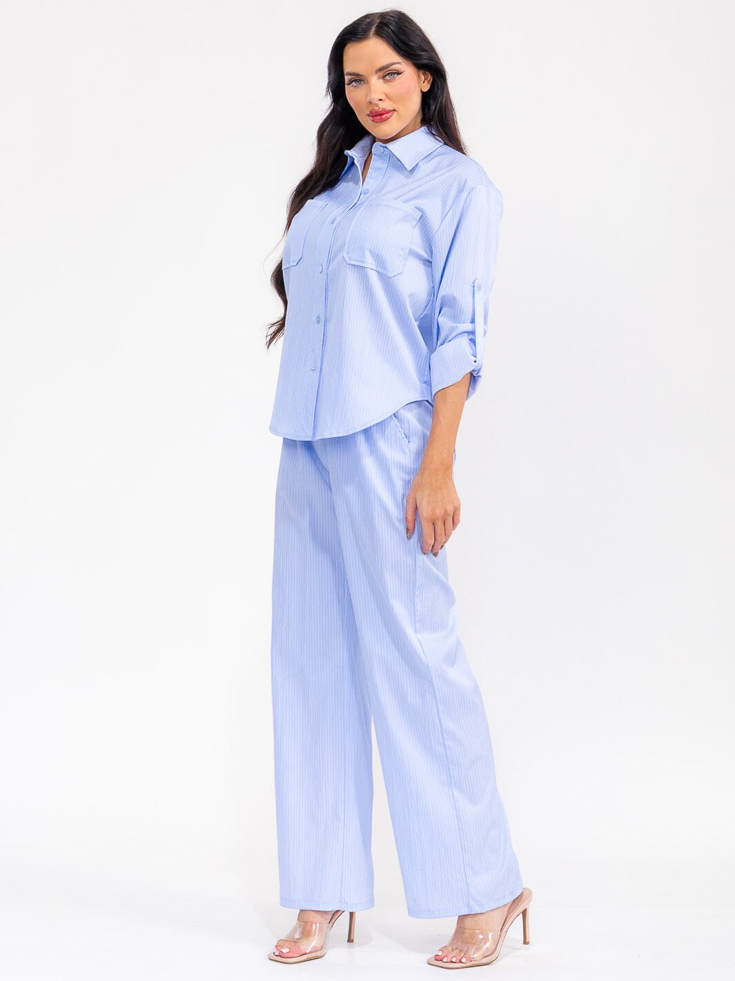 WOMEN'S LONG SLEEVE TOP & ELASTIC WAIST PANTS STRIPES 2PC. SET