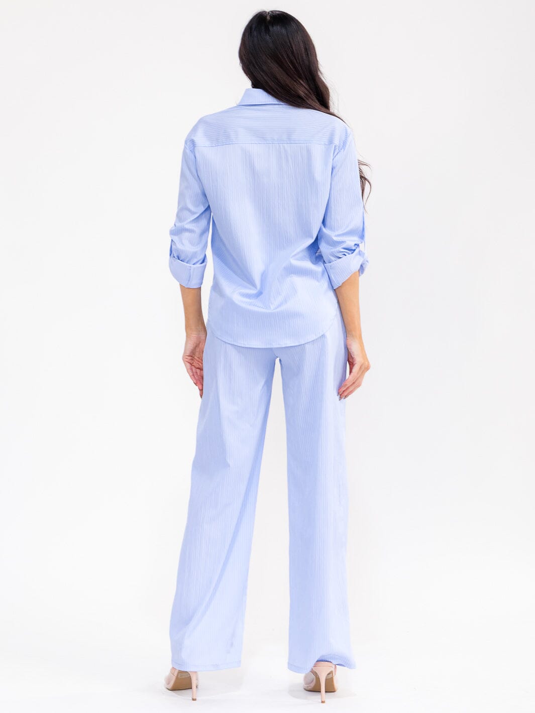 WOMEN'S LONG SLEEVE TOP & ELASTIC WAIST PANTS STRIPES 2PC. SET