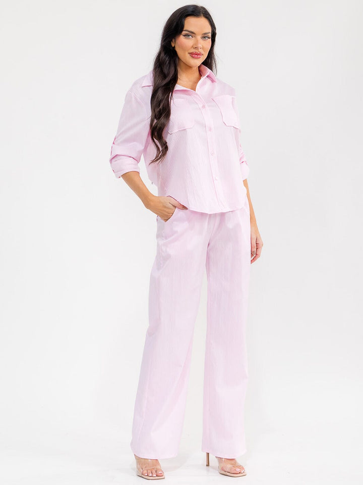 WOMEN'S LONG SLEEVE TOP & ELASTIC WAIST PANTS STRIPES 2PC. SET