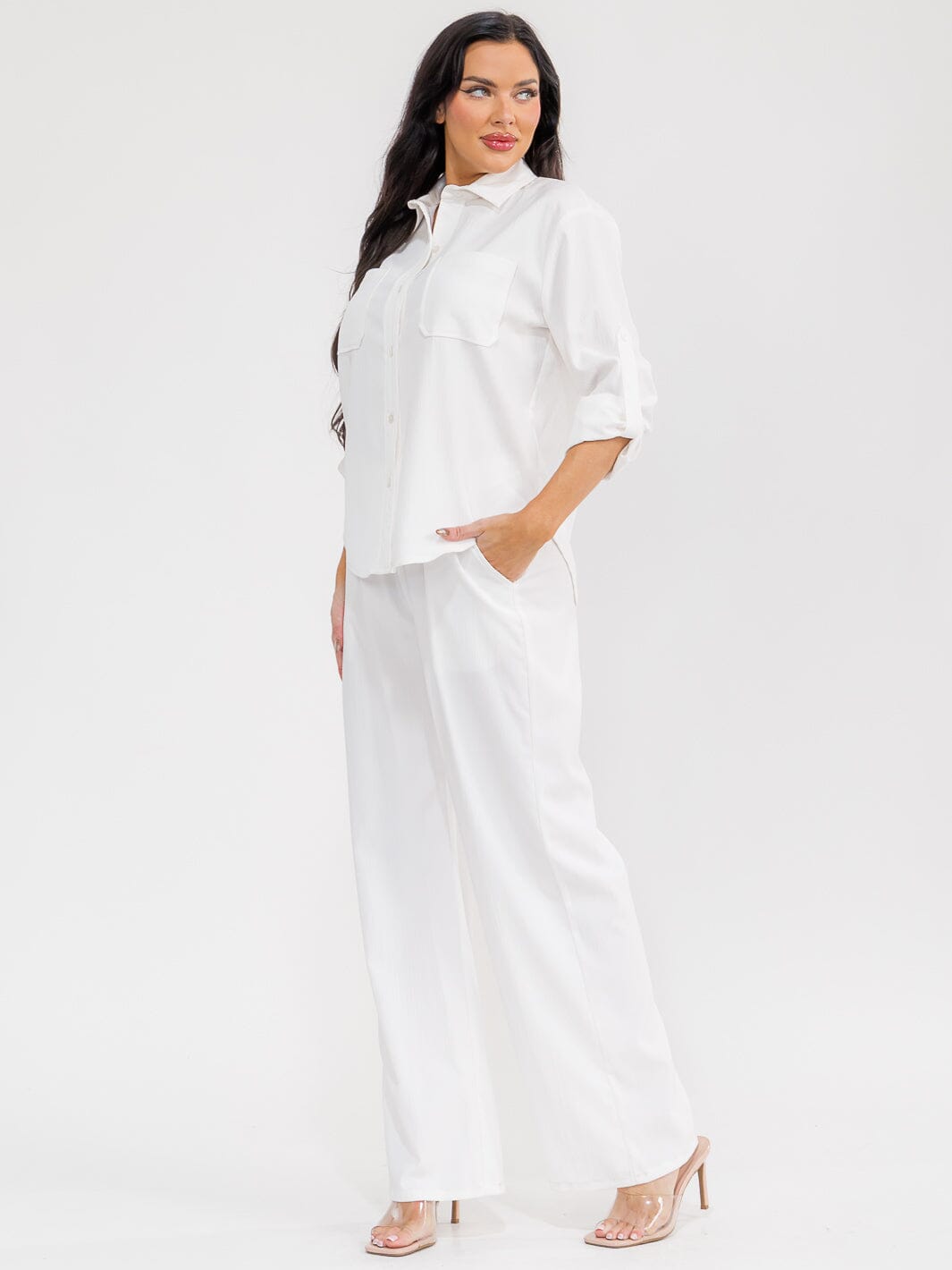 WOMEN'S LONG SLEEVE TOP & ELASTIC WAIST PANTS STRIPES 2PC. SET